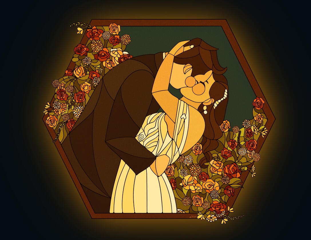 Half body couple portrait